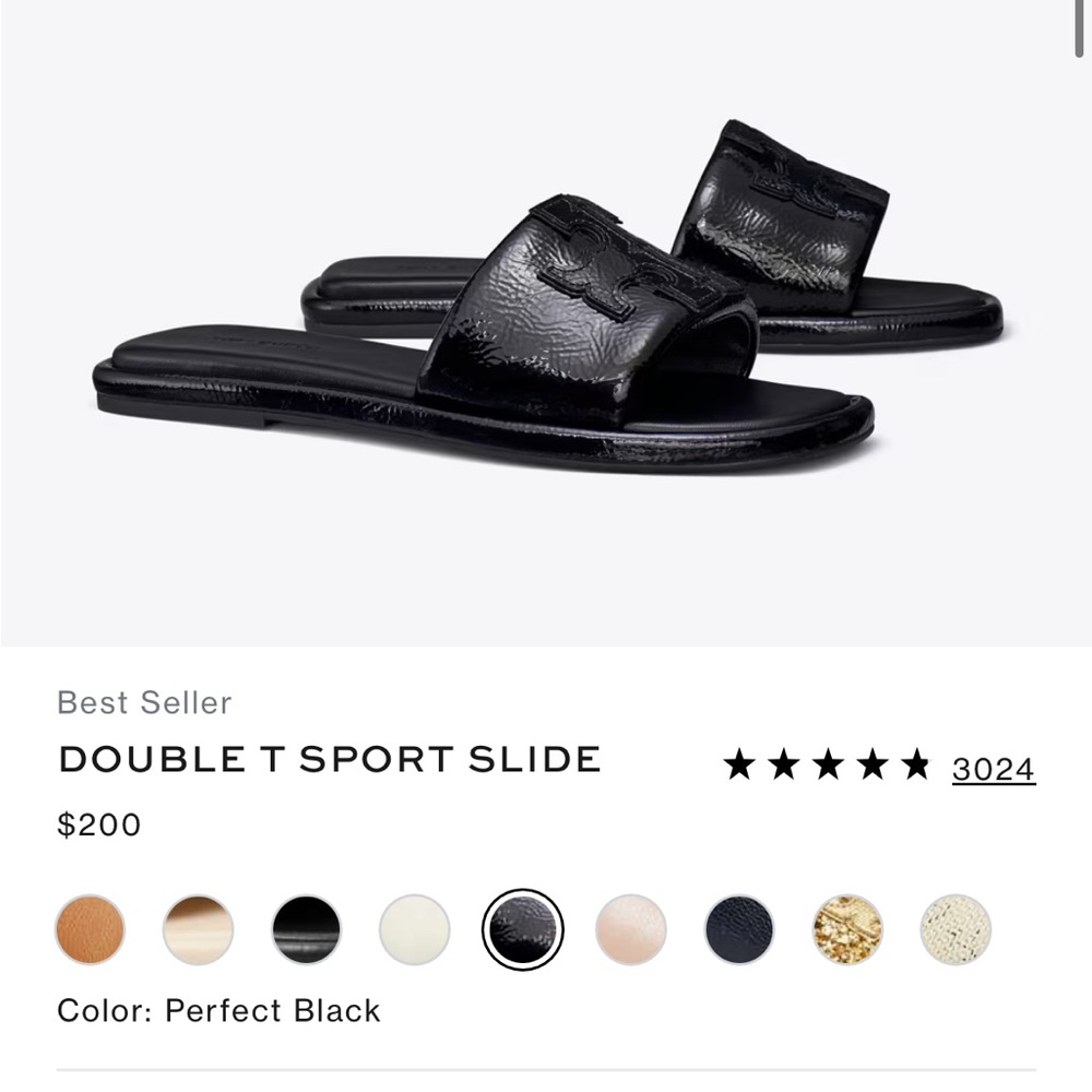 NWT Tory Burch Double-T Genuine Leather Sport Slide Sandal $200msrp - Picture 9 of 10